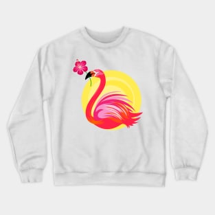 Flamingo Bird with Hibiscus Flower Crewneck Sweatshirt